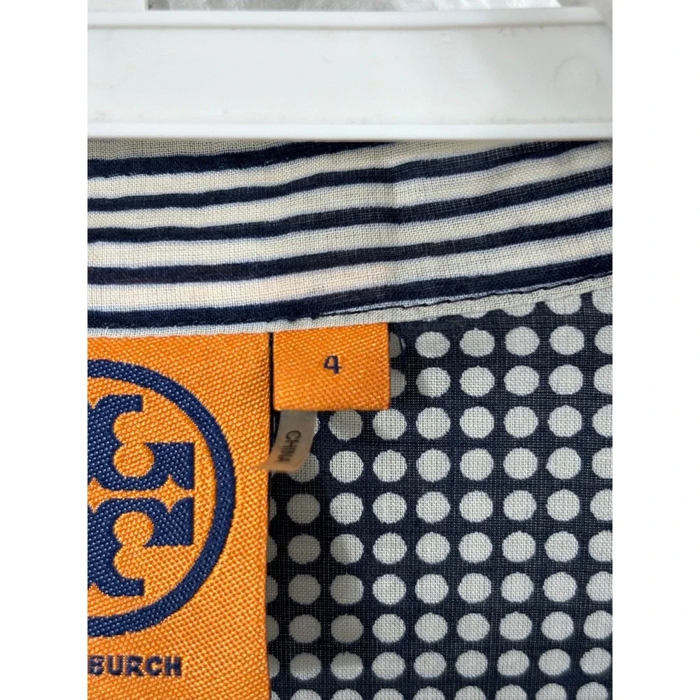 Tory‎ Burch Stephanie Tunic Polka Dot Long Sleeve Top Blouse Size 4